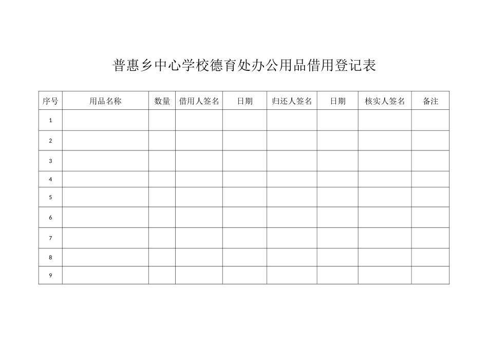 德育处办公用品借用登记表_第1页