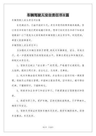 车辆驾驶人安全责任书8篇