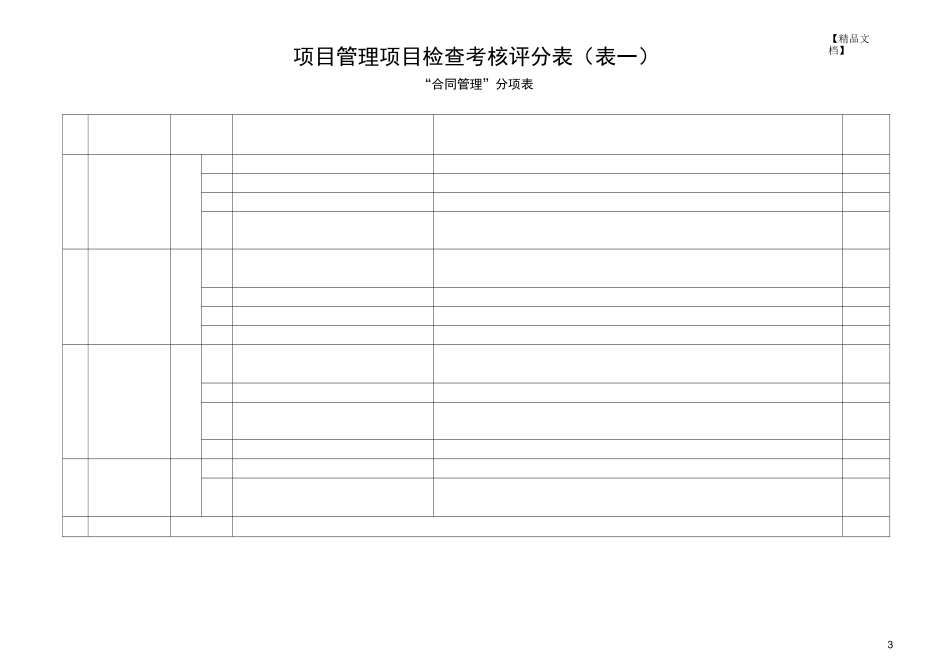 项目管理检查考核评分表(项目)_第3页