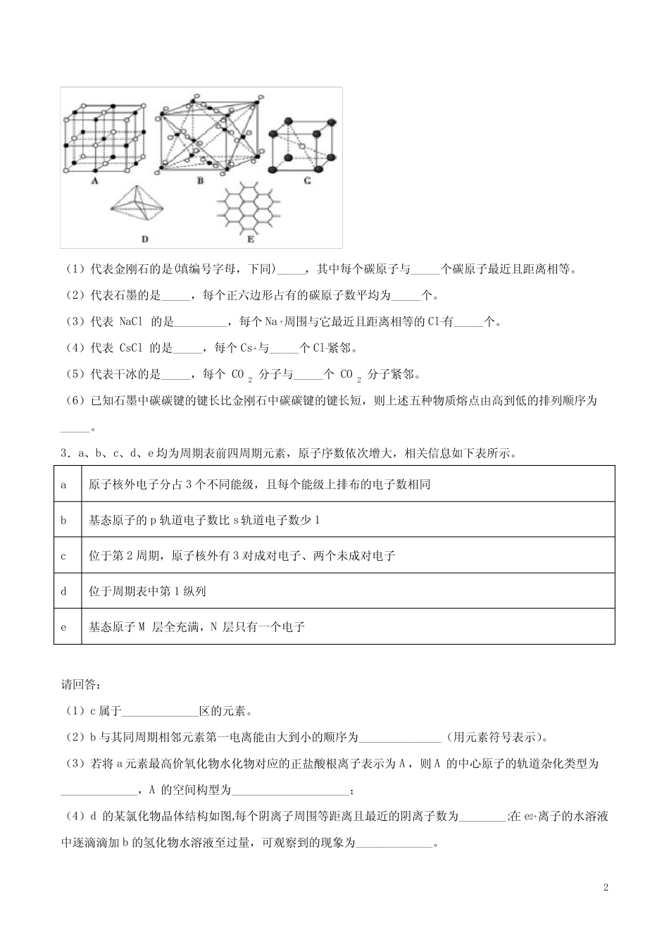 2020高考化学 考题 晶体结构与性质_第2页