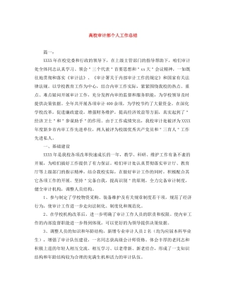 高校审计部个人工作总结