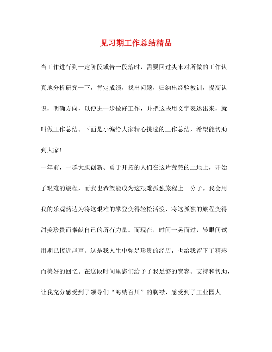 节日讲话见习期工作总结精品_第1页