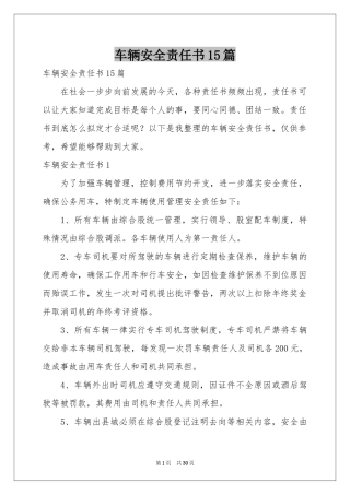 车辆安全责任书15篇