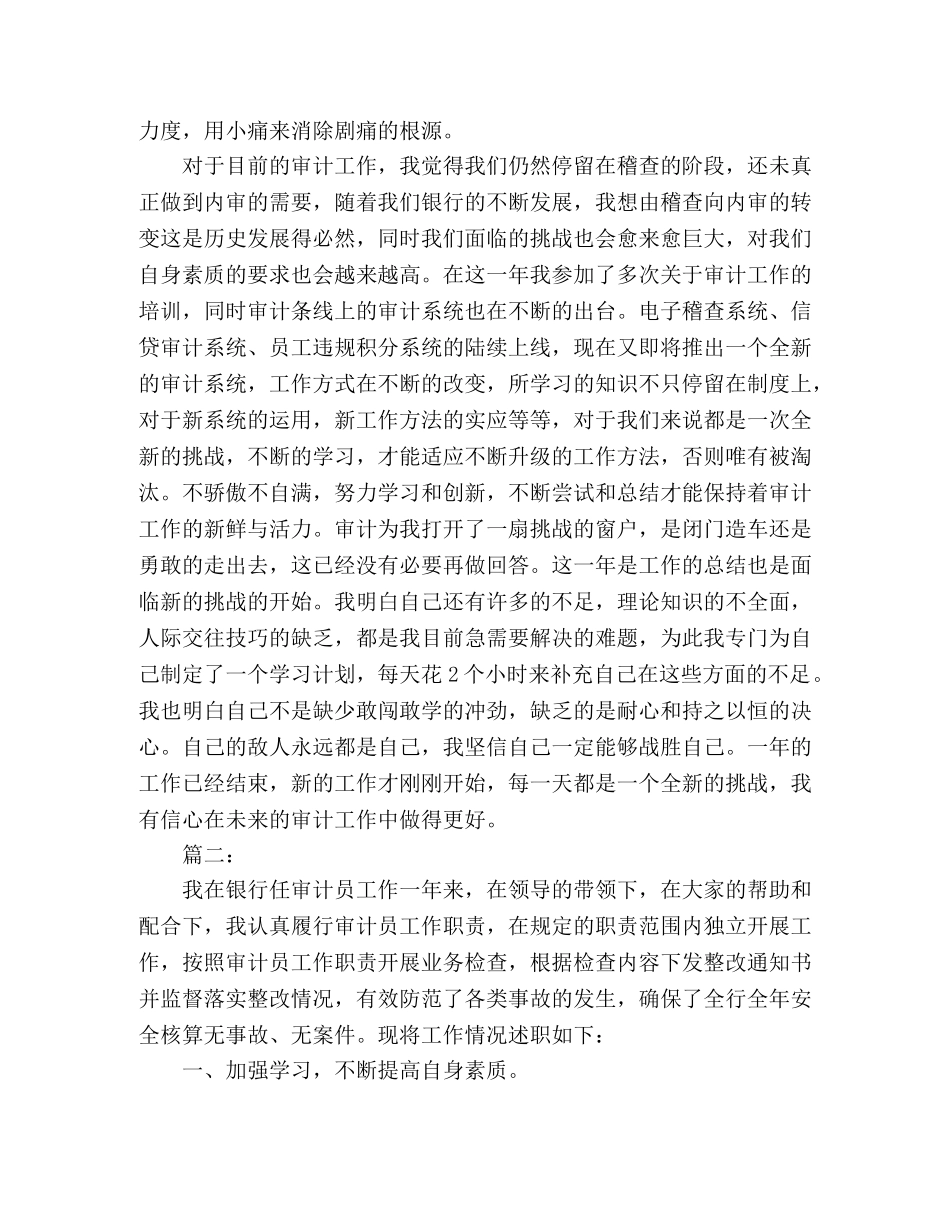 银行审计人员年终个人工作总结格式模板两篇 _第3页