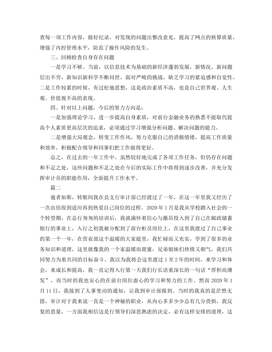 银行审计人员个人工作总结三篇 _第2页