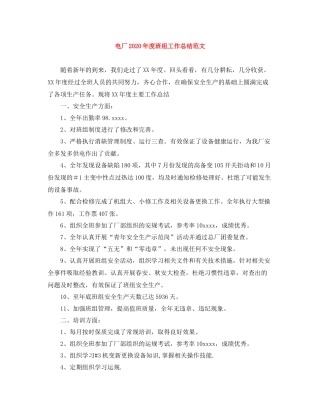 电厂年度班组工作总结范文