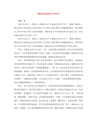 银行实习总结开头1000字 