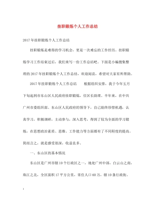 挂职锻炼个人工作总结2