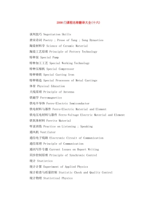 门课程名称翻译大全十六)