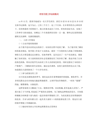 村官月度工作总结格式