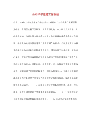 公司半年党建工作总结