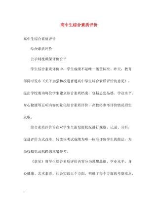 高中生综合素质评价