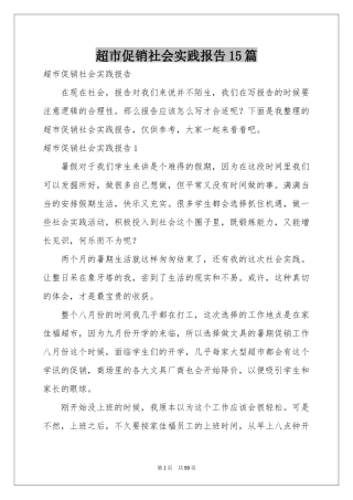 超市促销社会实践报告15篇