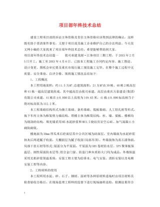 项目部年终技术总结