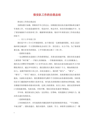 保安队工作的自我总结