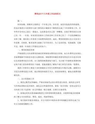 费用会计个人年度工作总结范文