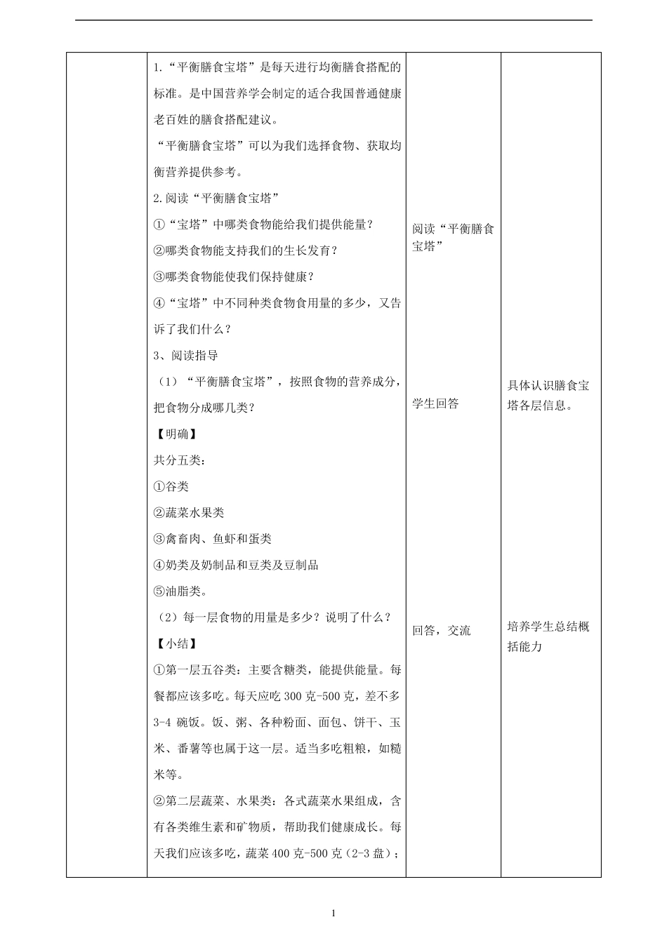 四年级科学上册科学教案-6营养要均衡教科版_第2页