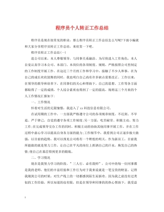 程序员个人转正工作总结