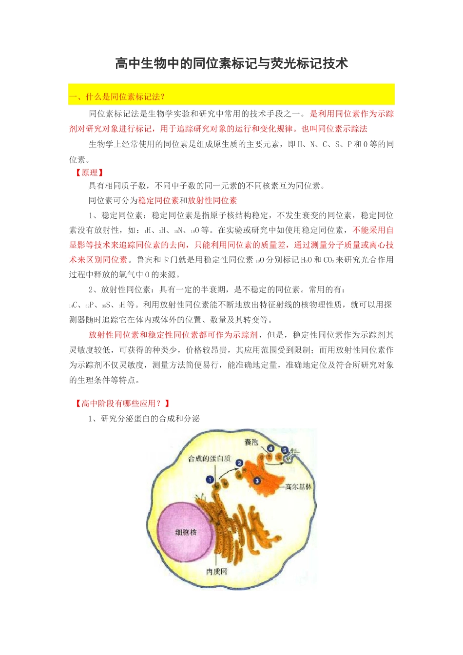 高中生物中的同位素标记与荧光标记技术_第1页