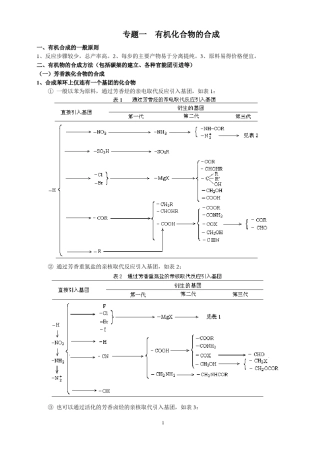 专题1有机化合物的合成