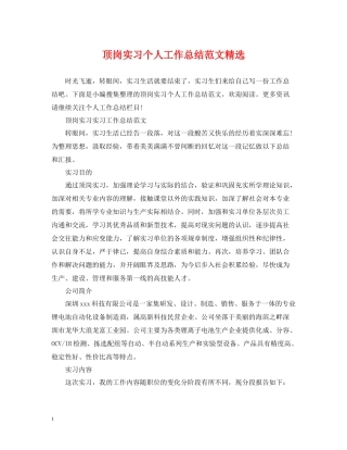 顶岗实习个人工作总结范文精选