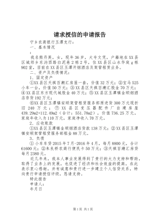 请求授信的申请报告