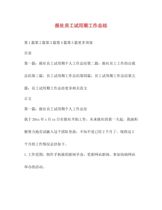 报社员工试用期工作总结