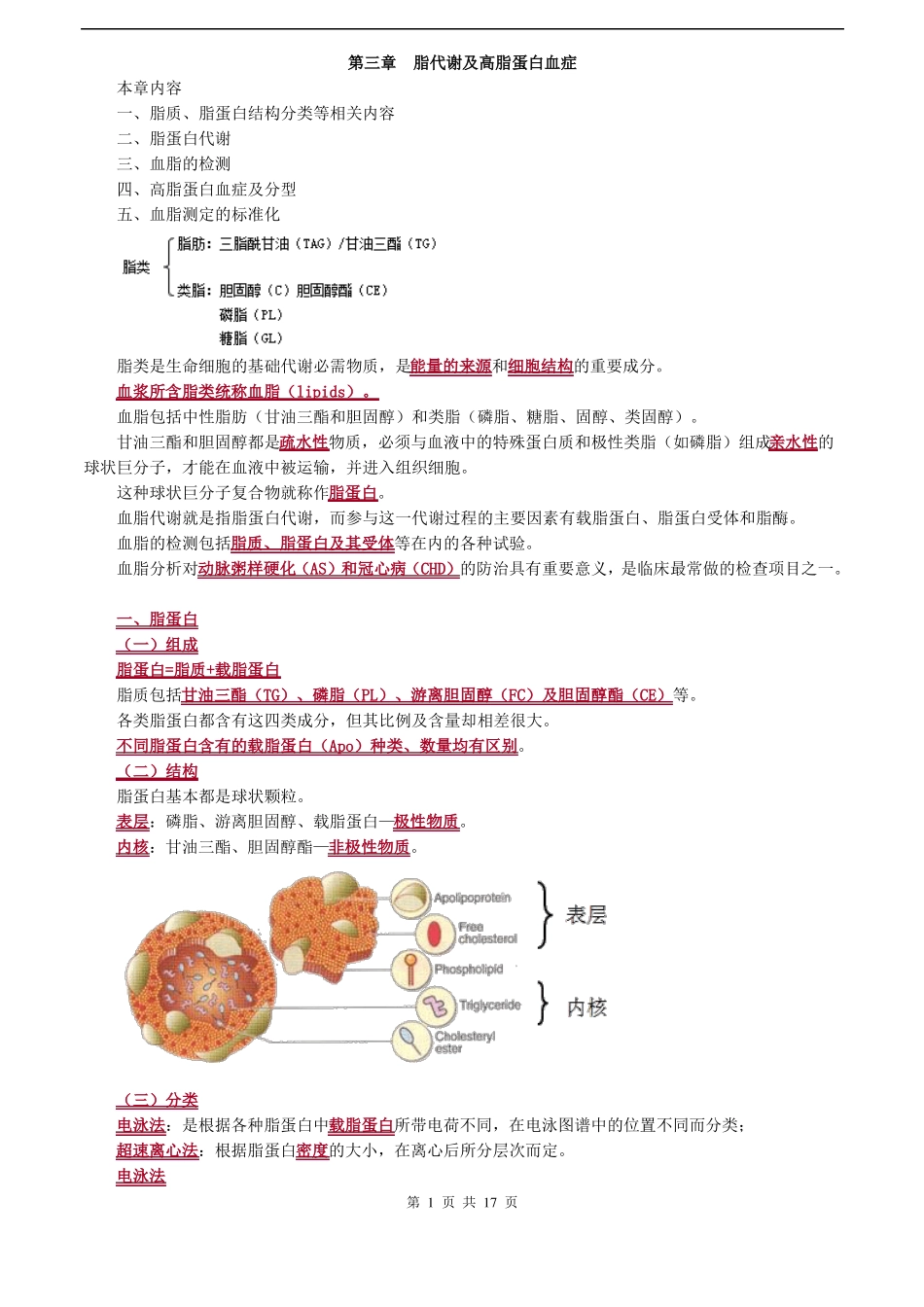 临床检验技师-临床化学讲义2019脂代谢及高脂蛋白血症_第1页