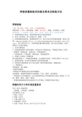 焊接质量检验员的基本要求及检验方法