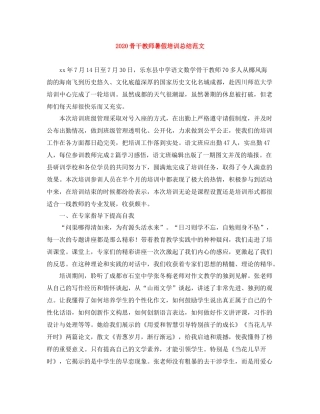 骨干教师暑假培训总结范文