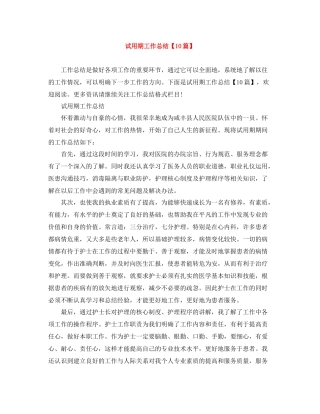 试用期工作总结【10篇】