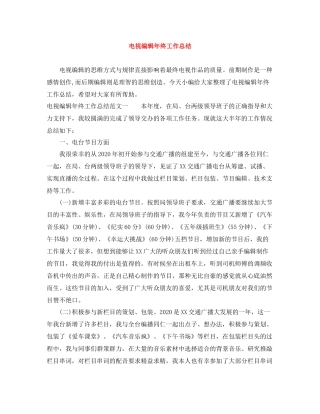 电视编辑年终工作总结