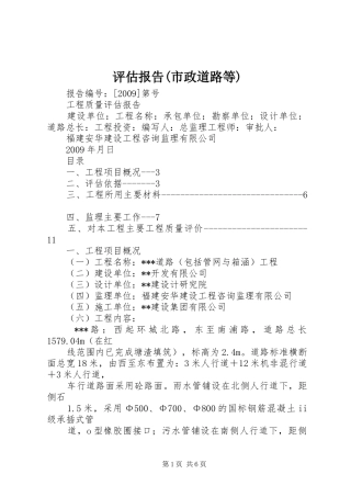 评估报告(市政道路等)
