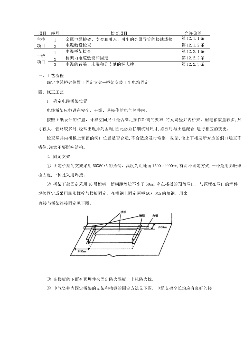 电缆井内电缆桥架安装技术交底_第2页