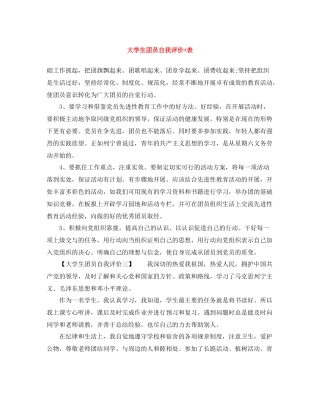 大学生团员自我评价表