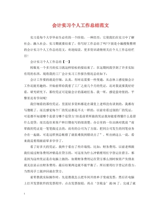 会计实习个人工作总结范文2