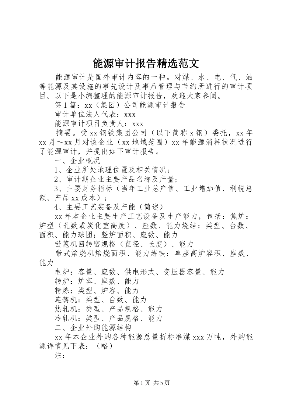 能源审计报告精选范文_第1页