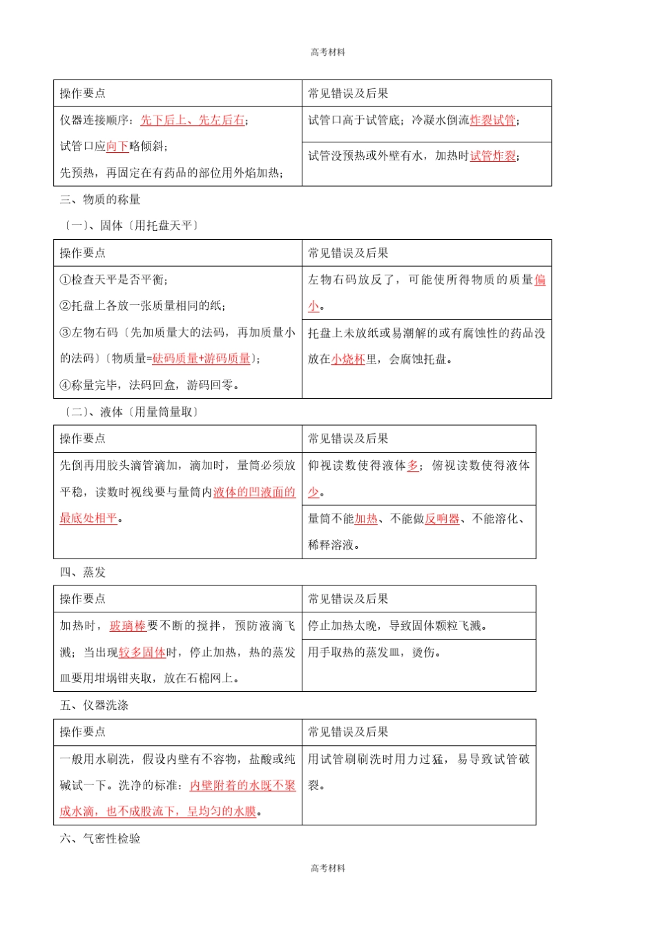 2023年常见仪器和基本实验操作(考点) 中考化学一轮复习(全国通用..._第3页
