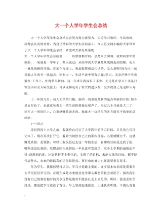 大一个人学年学生会总结