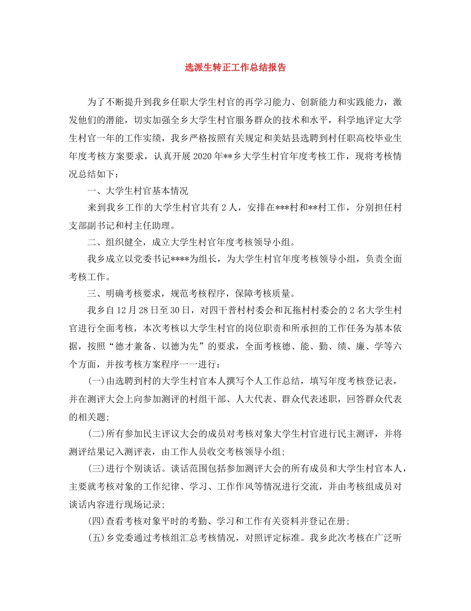 选派生转正工作总结报告 _第1页