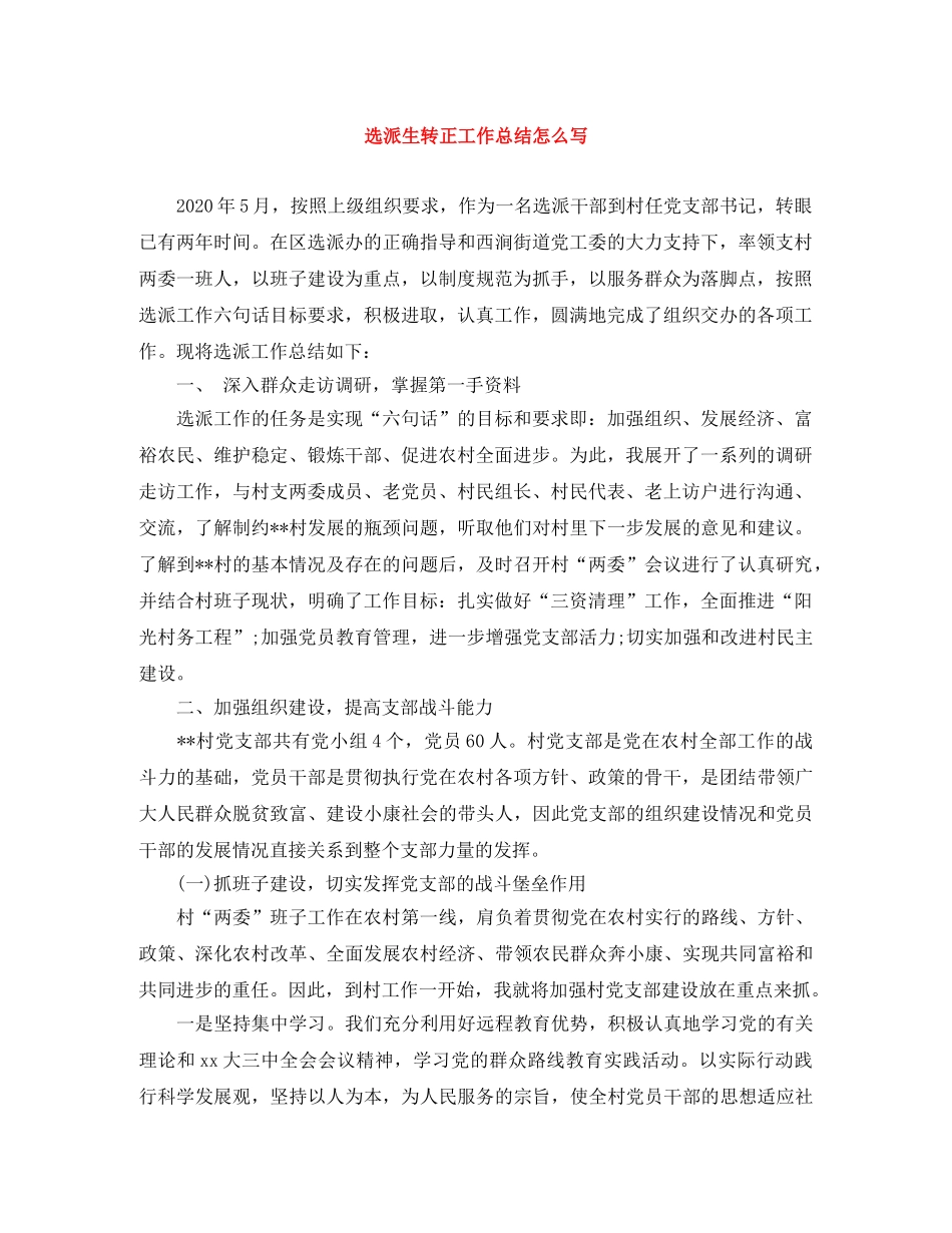 选派生转正工作总结怎么写 _第1页