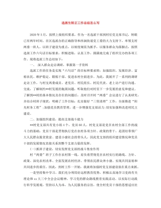 选派生转正工作总结怎么写 