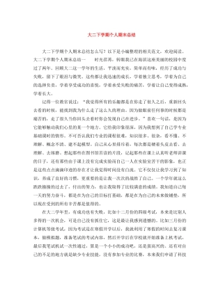 大二下学期个人期末总结