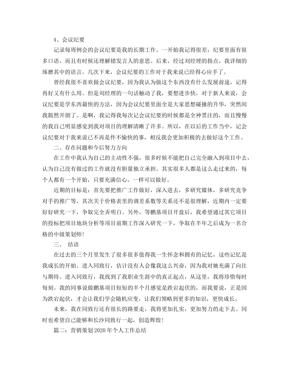 营销策划2020年个人工作总结 _第3页
