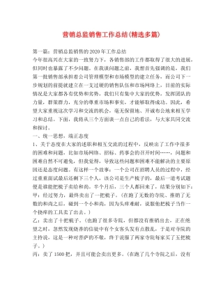 营销总监销售工作总结(精选多篇) 