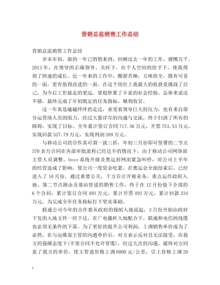 营销总监销售工作总结 