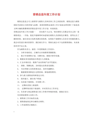 营销总监年度工作计划 