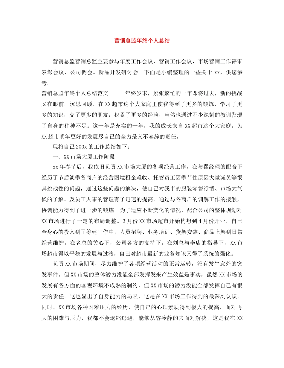 营销总监年终个人总结 _第1页