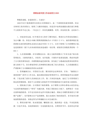 营销总监年度工作总结范文2020 