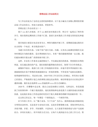 营销总监工作总结范文 